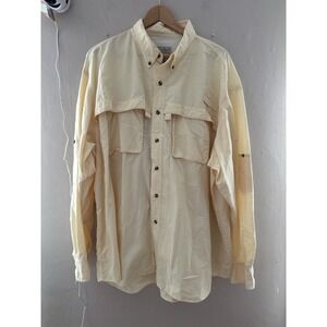 LL Bean Mens Fishing Utility Vented Button Down Shirt Size XXL Yellow Gorpcore